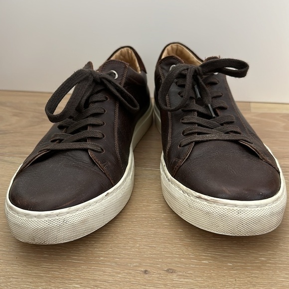 Suitsupply Brown Calf Leather White Sole Fashion Sneakers Lace Up Casual Mens 44 - Picture 3 of 9